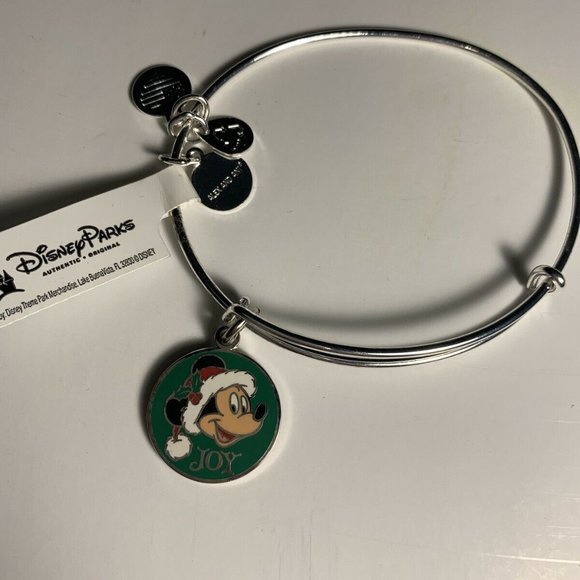 Disney Alex and Ani Santa Mickey Bracelet Silver - Picture 2 of 4